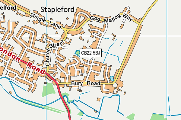 CB22 5BJ map - OS VectorMap District (Ordnance Survey)