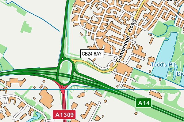 CB24 6AY map - OS VectorMap District (Ordnance Survey) CB24 6AY map - OS VectorMap District (Ordnance Survey)