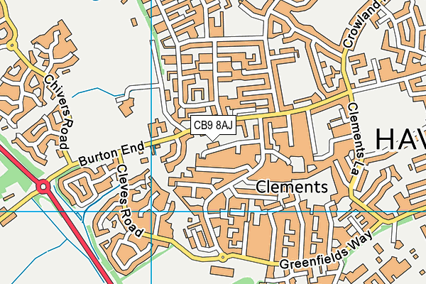 CB9 8AJ map - OS VectorMap District (Ordnance Survey) CB9 8AJ map - OS VectorMap District (Ordnance Survey)