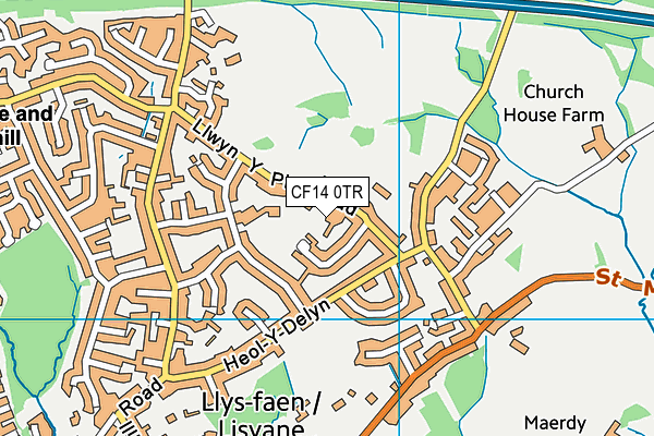 CF14 0TR map - OS VectorMap District (Ordnance Survey) CF14 0TR map - OS VectorMap District (Ordnance Survey)