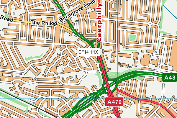 CF14 1HX map - OS VectorMap District (Ordnance Survey) CF14 1HX map - OS VectorMap District (Ordnance Survey)