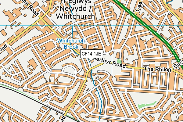 CF14 1JE map - OS VectorMap District (Ordnance Survey) CF14 1JE map - OS VectorMap District (Ordnance Survey)