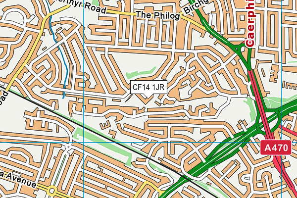 CF14 1JR map - OS VectorMap District (Ordnance Survey) CF14 1JR map - OS VectorMap District (Ordnance Survey)