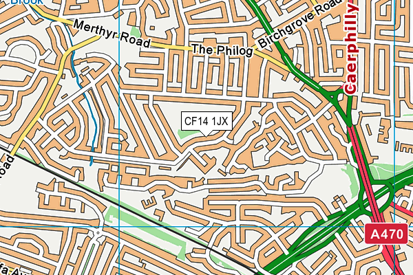 CF14 1JX map - OS VectorMap District (Ordnance Survey) CF14 1JX map - OS VectorMap District (Ordnance Survey)