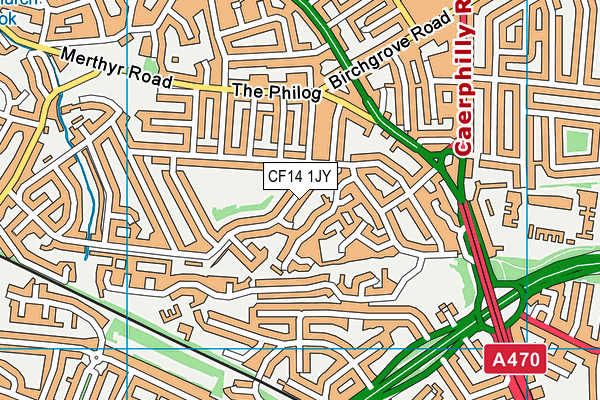 CF14 1JY map - OS VectorMap District (Ordnance Survey) CF14 1JY map - OS VectorMap District (Ordnance Survey)