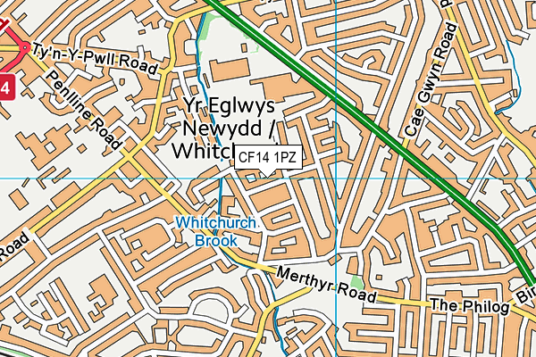 CF14 1PZ map - OS VectorMap District (Ordnance Survey) CF14 1PZ map - OS VectorMap District (Ordnance Survey)