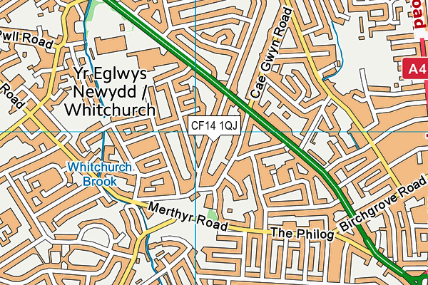 CF14 1QJ map - OS VectorMap District (Ordnance Survey) CF14 1QJ map - OS VectorMap District (Ordnance Survey)