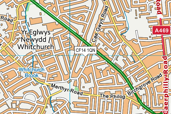 CF14 1QN map - OS VectorMap District (Ordnance Survey) CF14 1QN map - OS VectorMap District (Ordnance Survey)