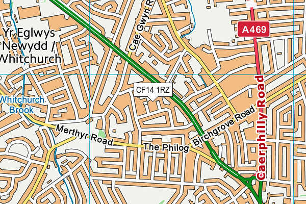 CF14 1RZ map - OS VectorMap District (Ordnance Survey) CF14 1RZ map - OS VectorMap District (Ordnance Survey)