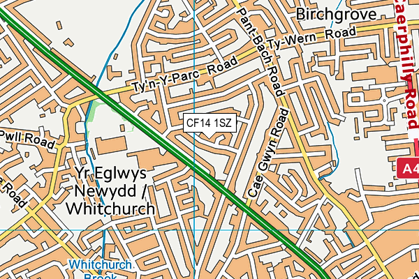 CF14 1SZ map - OS VectorMap District (Ordnance Survey) CF14 1SZ map - OS VectorMap District (Ordnance Survey)