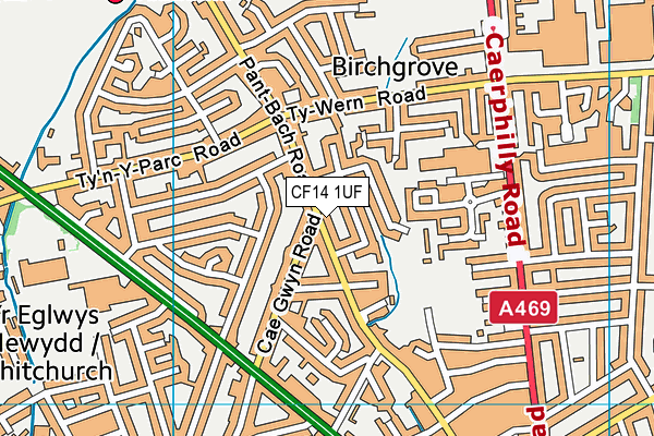 CF14 1UF map - OS VectorMap District (Ordnance Survey) CF14 1UF map - OS VectorMap District (Ordnance Survey)