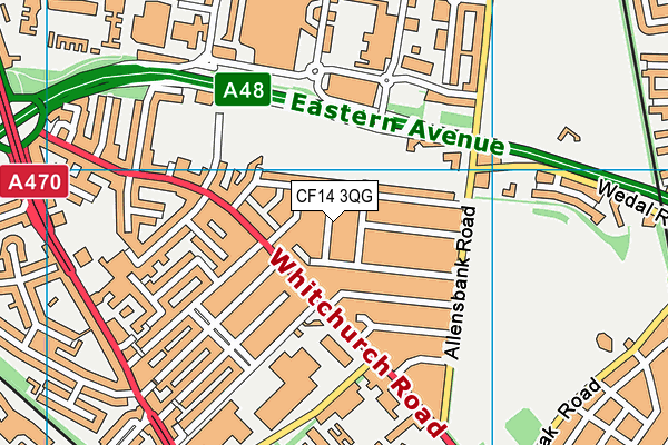 CF14 3QG map - OS VectorMap District (Ordnance Survey) CF14 3QG map - OS VectorMap District (Ordnance Survey)