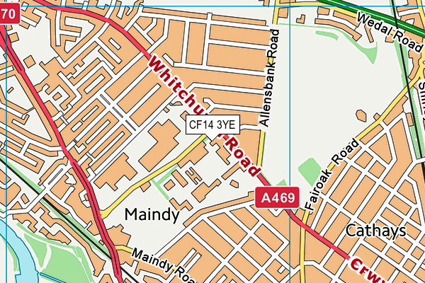 CF14 3YE map - OS VectorMap District (Ordnance Survey) CF14 3YE map - OS VectorMap District (Ordnance Survey)