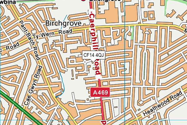 CF14 4QJ map - OS VectorMap District (Ordnance Survey) CF14 4QJ map - OS VectorMap District (Ordnance Survey)