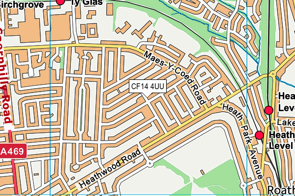 CF14 4UU map - OS VectorMap District (Ordnance Survey) CF14 4UU map - OS VectorMap District (Ordnance Survey)