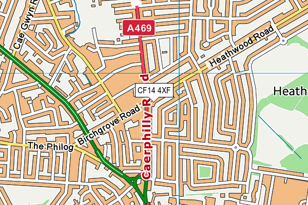 CF14 4XF map - OS VectorMap District (Ordnance Survey) CF14 4XF map - OS VectorMap District (Ordnance Survey)