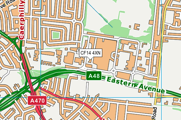 CF14 4XN map - OS VectorMap District (Ordnance Survey) CF14 4XN map - OS VectorMap District (Ordnance Survey)
