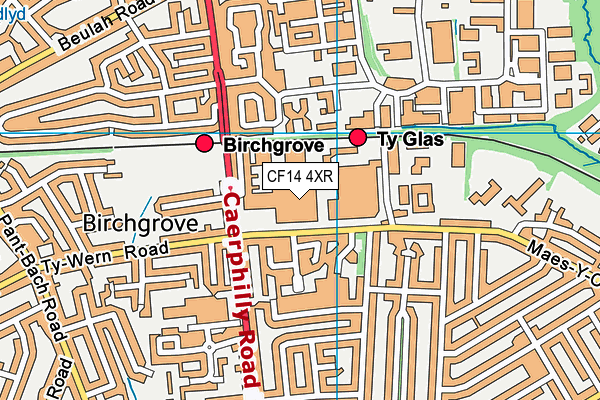 CF14 4XR map - OS VectorMap District (Ordnance Survey) CF14 4XR map - OS VectorMap District (Ordnance Survey)