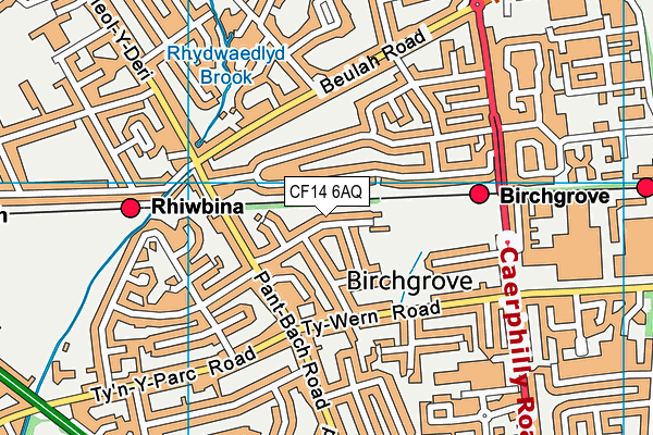 CF14 6AQ map - OS VectorMap District (Ordnance Survey)