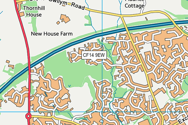 CF14 9EW map - OS VectorMap District (Ordnance Survey) CF14 9EW map - OS VectorMap District (Ordnance Survey)