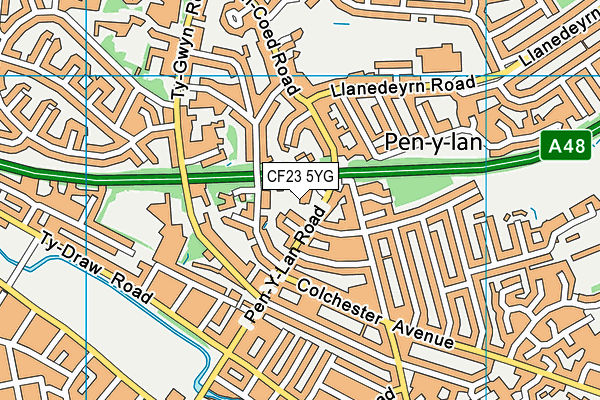 CF23 5YG map - OS VectorMap District (Ordnance Survey) CF23 5YG map - OS VectorMap District (Ordnance Survey)