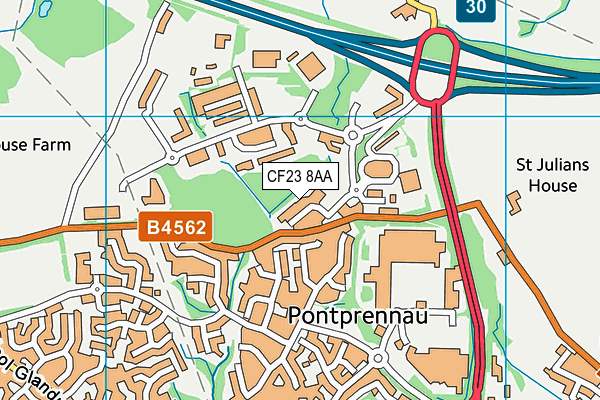 CF23 8AA map - OS VectorMap District (Ordnance Survey) CF23 8AA map - OS VectorMap District (Ordnance Survey)