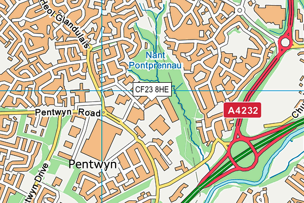 CF23 8HE map - OS VectorMap District (Ordnance Survey) CF23 8HE map - OS VectorMap District (Ordnance Survey)