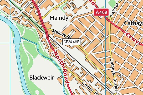 CF24 4HF map - OS VectorMap District (Ordnance Survey)