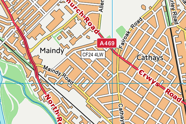 CF24 4LW map - OS VectorMap District (Ordnance Survey) CF24 4LW map - OS VectorMap District (Ordnance Survey)