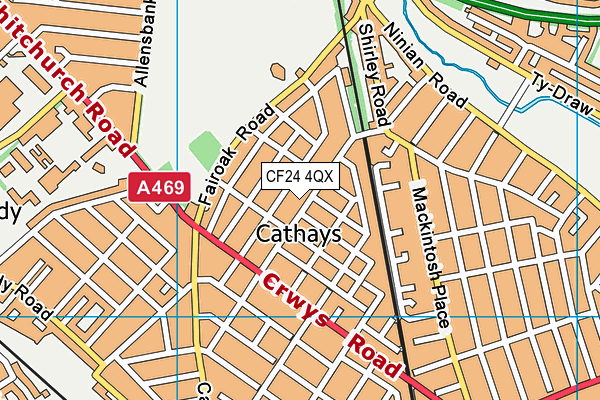CF24 4QX map - OS VectorMap District (Ordnance Survey) CF24 4QX map - OS VectorMap District (Ordnance Survey)