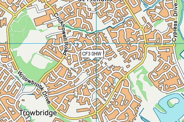 CF3 0HW map - OS VectorMap District (Ordnance Survey) CF3 0HW map - OS VectorMap District (Ordnance Survey)
