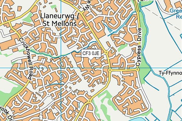 CF3 0JE map - OS VectorMap District (Ordnance Survey) CF3 0JE map - OS VectorMap District (Ordnance Survey)