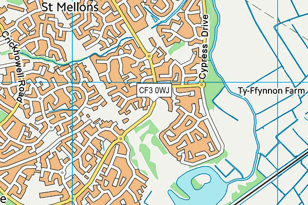 CF3 0WJ map - OS VectorMap District (Ordnance Survey) CF3 0WJ map - OS VectorMap District (Ordnance Survey)