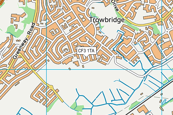 CF3 1TA map - OS VectorMap District (Ordnance Survey)