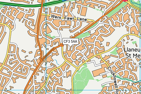 CF3 5AA map - OS VectorMap District (Ordnance Survey) CF3 5AA map - OS VectorMap District (Ordnance Survey)