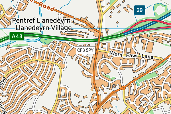 CF3 5PY map - OS VectorMap District (Ordnance Survey) CF3 5PY map - OS VectorMap District (Ordnance Survey)
