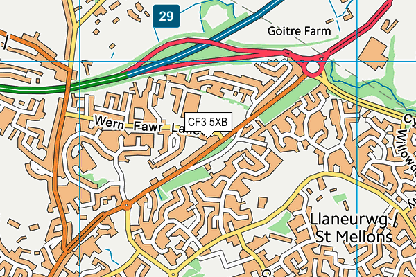 CF3 5XB map - OS VectorMap District (Ordnance Survey) CF3 5XB map - OS VectorMap District (Ordnance Survey)