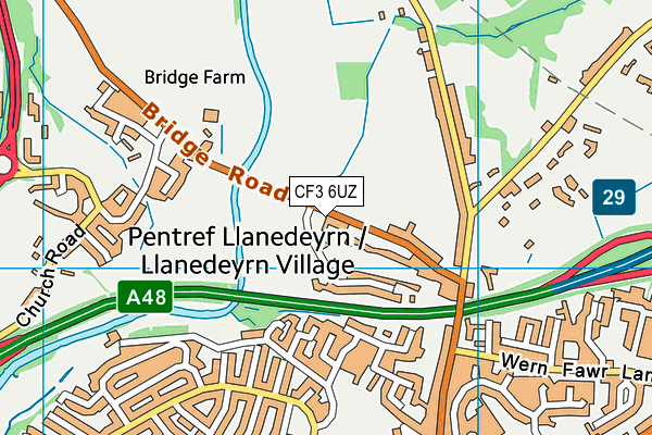 CF3 6UZ map - OS VectorMap District (Ordnance Survey) CF3 6UZ map - OS VectorMap District (Ordnance Survey)