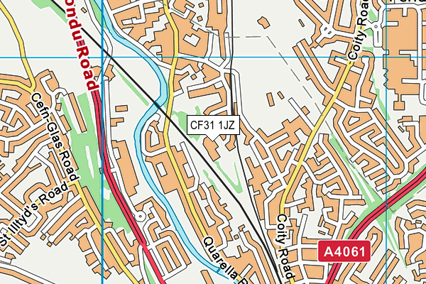 CF31 1JZ map - OS VectorMap District (Ordnance Survey) CF31 1JZ map - OS VectorMap District (Ordnance Survey)