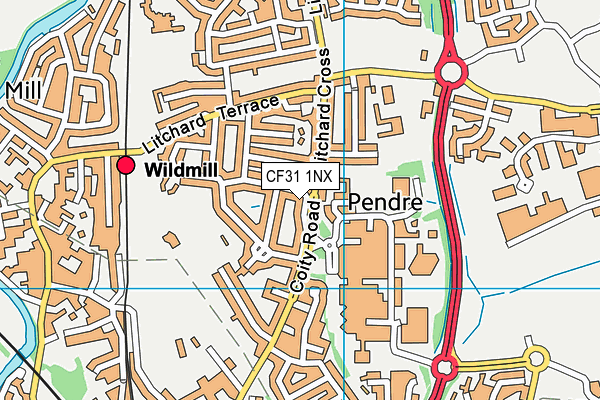 CF31 1NX map - OS VectorMap District (Ordnance Survey) CF31 1NX map - OS VectorMap District (Ordnance Survey)