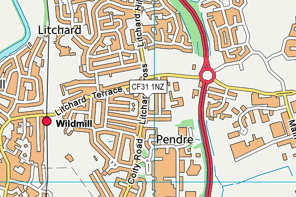 CF31 1NZ map - OS VectorMap District (Ordnance Survey) CF31 1NZ map - OS VectorMap District (Ordnance Survey)