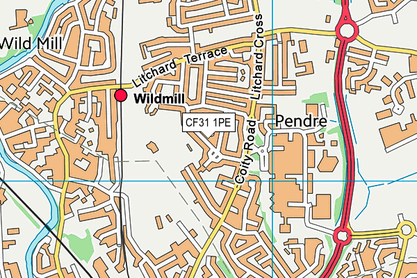 CF31 1PE map - OS VectorMap District (Ordnance Survey) CF31 1PE map - OS VectorMap District (Ordnance Survey)