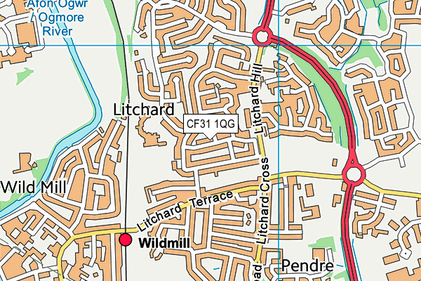 CF31 1QG map - OS VectorMap District (Ordnance Survey)