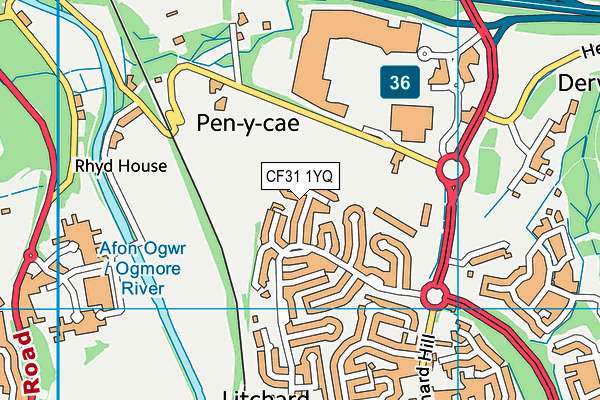 CF31 1YQ map - OS VectorMap District (Ordnance Survey)