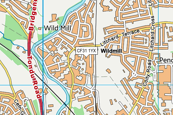 CF31 1YX map - OS VectorMap District (Ordnance Survey) CF31 1YX map - OS VectorMap District (Ordnance Survey)