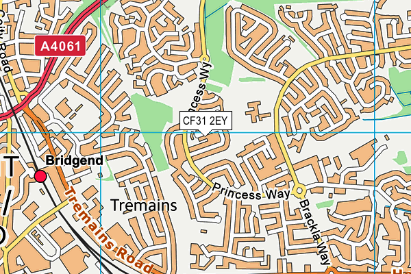 CF31 2EY map - OS VectorMap District (Ordnance Survey) CF31 2EY map - OS VectorMap District (Ordnance Survey)