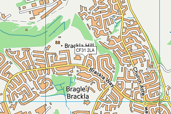 CF31 2LA map - OS VectorMap District (Ordnance Survey) CF31 2LA map - OS VectorMap District (Ordnance Survey)