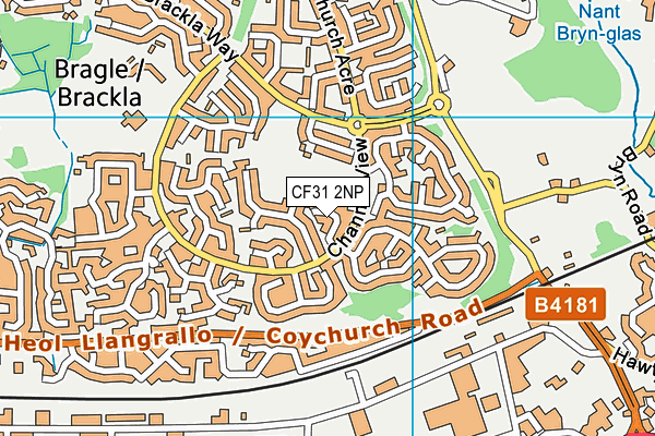 CF31 2NP map - OS VectorMap District (Ordnance Survey) CF31 2NP map - OS VectorMap District (Ordnance Survey)