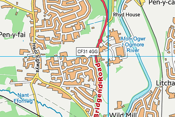 CF31 4GG map - OS VectorMap District (Ordnance Survey) CF31 4GG map - OS VectorMap District (Ordnance Survey)