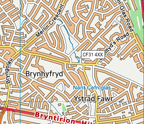 CF31 4XX map - OS VectorMap District (Ordnance Survey) CF31 4XX map - OS VectorMap District (Ordnance Survey)